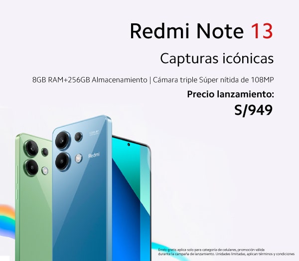 Comprar Teléfono Celular Xiaomi Redmi Note 13 Lanzamiento | Envío a todo Perú